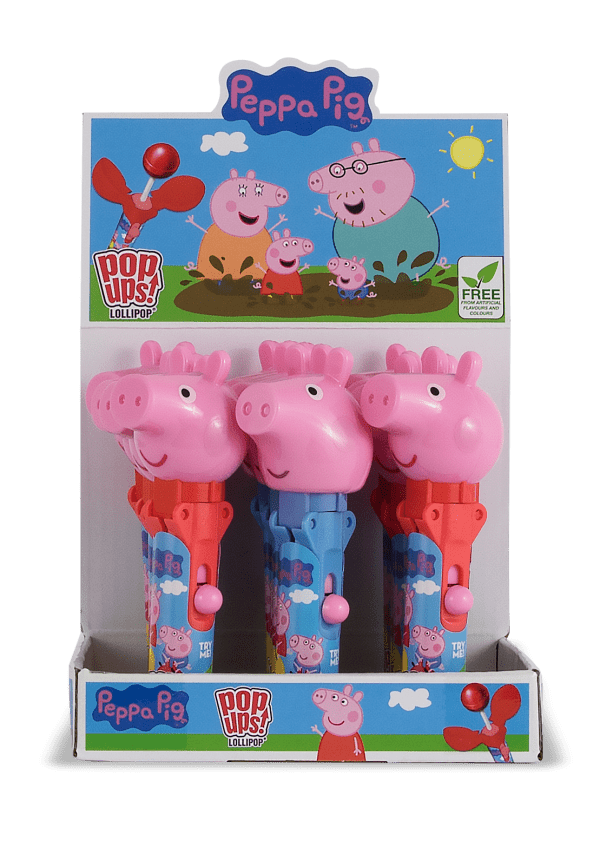 Pop Ups Lollipop Peppa Pig Świnka Peppa Wysuwany Lizak-Zabawka Karton 12 Sztuk
