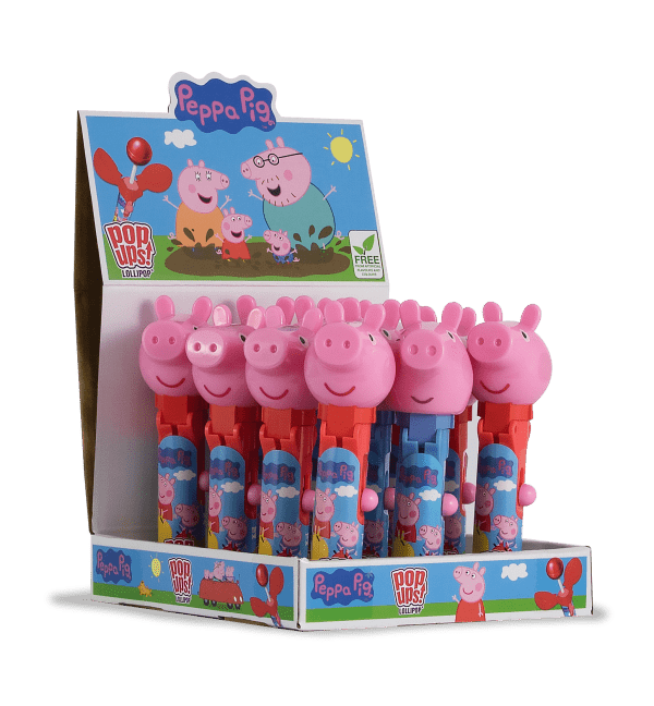 Pop Ups Lollipop Peppa Pig Świnka Peppa Wysuwany Lizak-Zabawka Karton 12 Sztuk