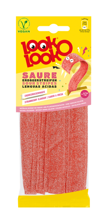 Look-O-Look Kwaśne Żelki-Paski O Smaku Truskawkowym 90g