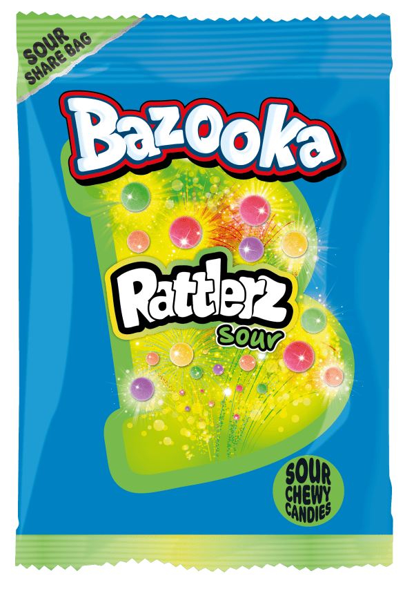 Bazooka Rattlerz Fruity Owocowe Cukierki Do Żucia Bazooka Candy Mega Paka 120g