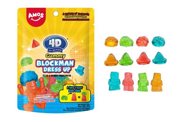 Amos Żelki Ludziki 4D Do Składania Gummy Blockman Dress Up 85g