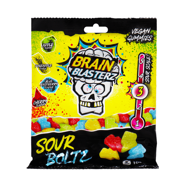 Brain Blasterz Sour Boltz Kwaśne Żelki Błyskawice O Smaku Owocowym 100g