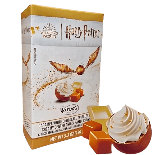 Harry Potter "Golden Snitch" Karmelowe Praliny w Kształcie Złotego Znicza z Nadzieniem Mlecznym i Pokruszonym Karmelem 150g