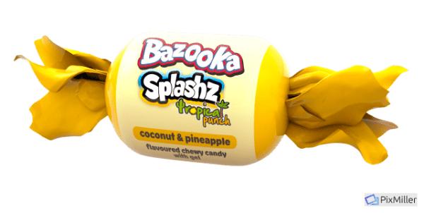 Bazooka Splashz Tropical Punch Amerykańskie Owocowe Cukierki-Żujki Bazooka Candy Mega Paka 120g